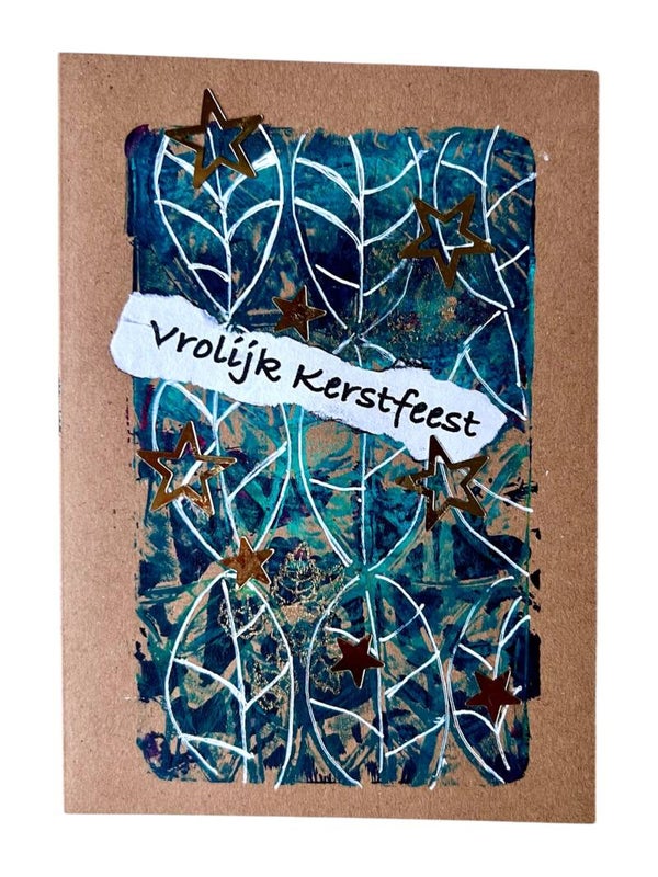 ⭐ Vrolijk Kerstfeest kaart – handgemaakt met sprankelende sterren