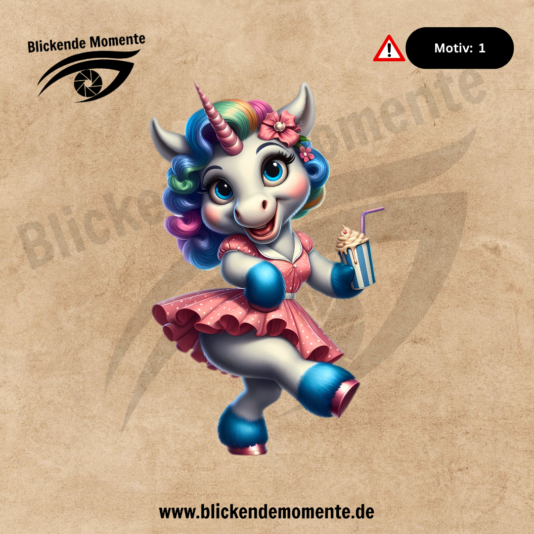 Bügelbilder - 50s Jahre Einhorn