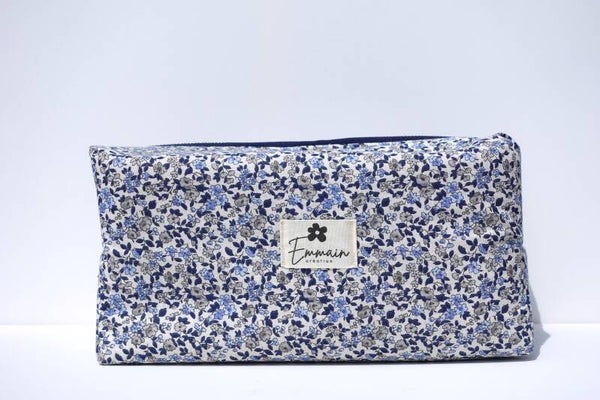 Trousse de Toilette XL Fleuri Bleu