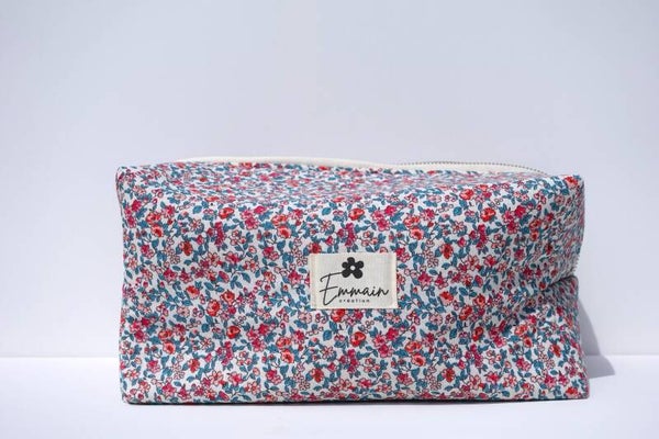 Trousse de Toilette XL Fleuri Rouge
