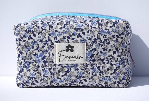 Trousse de Toilette Fleuri Bleu