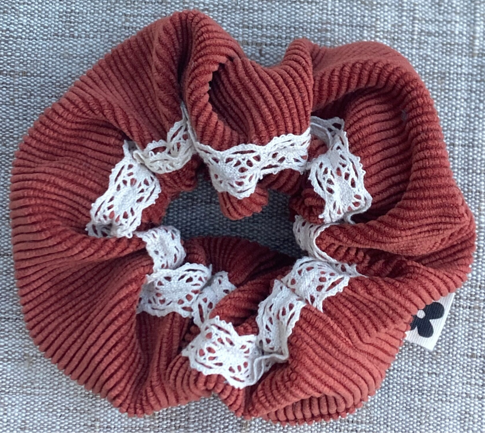 Chouchou Orange Dentelle