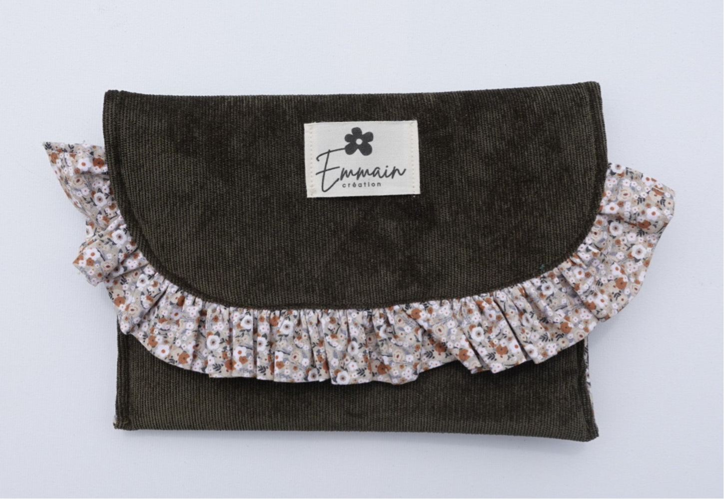 Pochette à froufrous en Velours Kaki