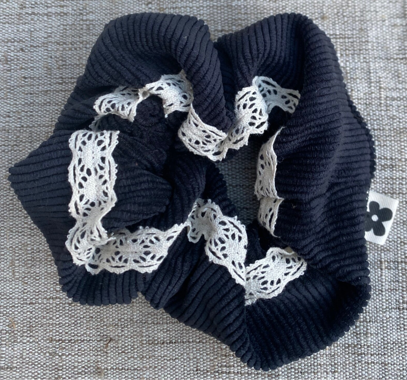 Chouchou Bleu Marine Dentelle