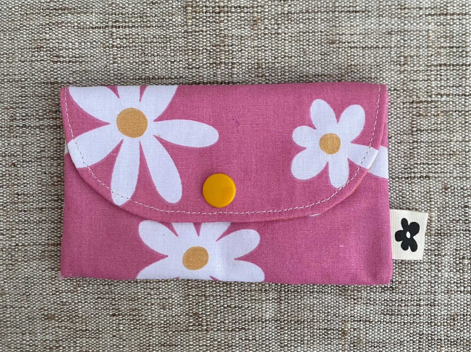 Porte-Cartes Motif Fleurs Rose