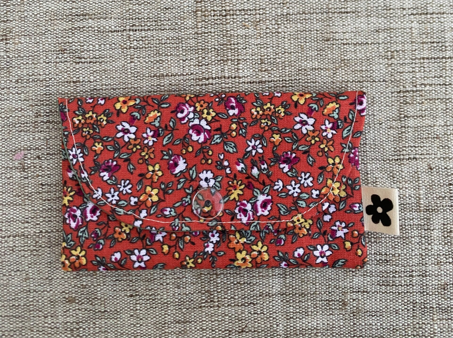 Porte-Cartes Motif Fleuri Orange