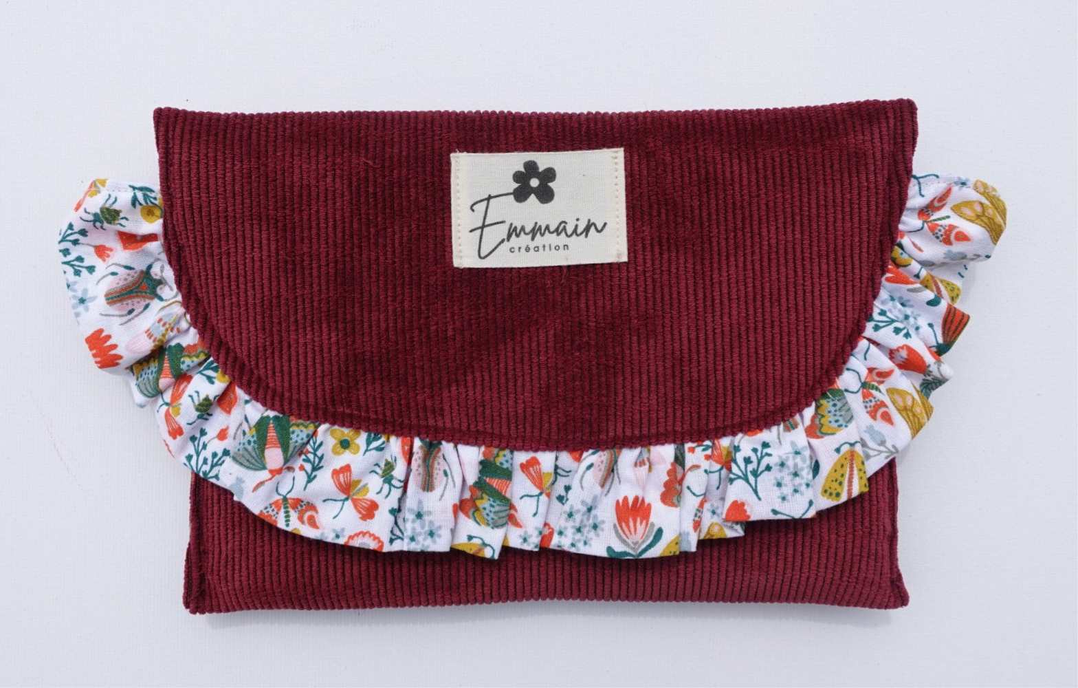 Pochette à froufrous en Velours Bordeaux