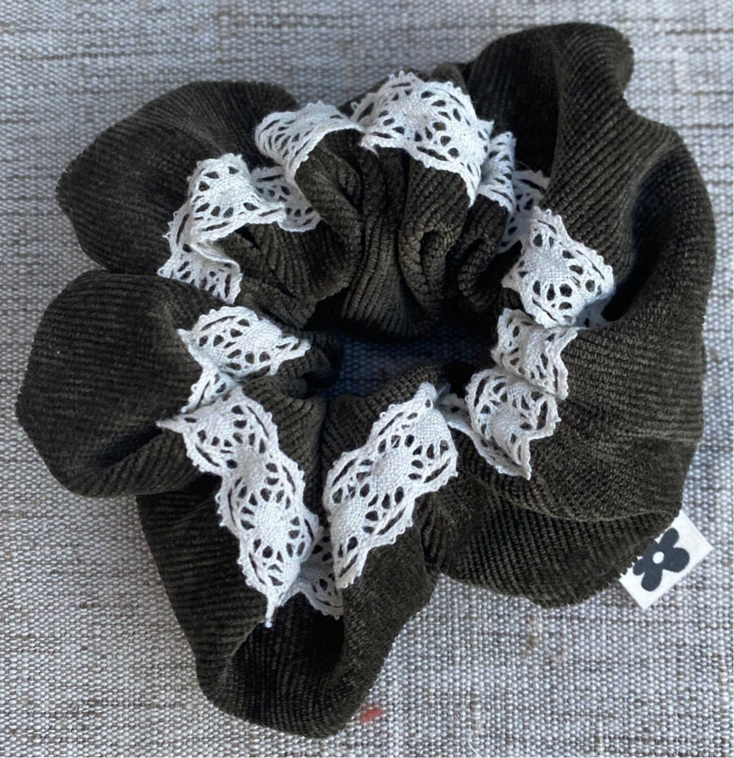 Chouchou Kaki Dentelle