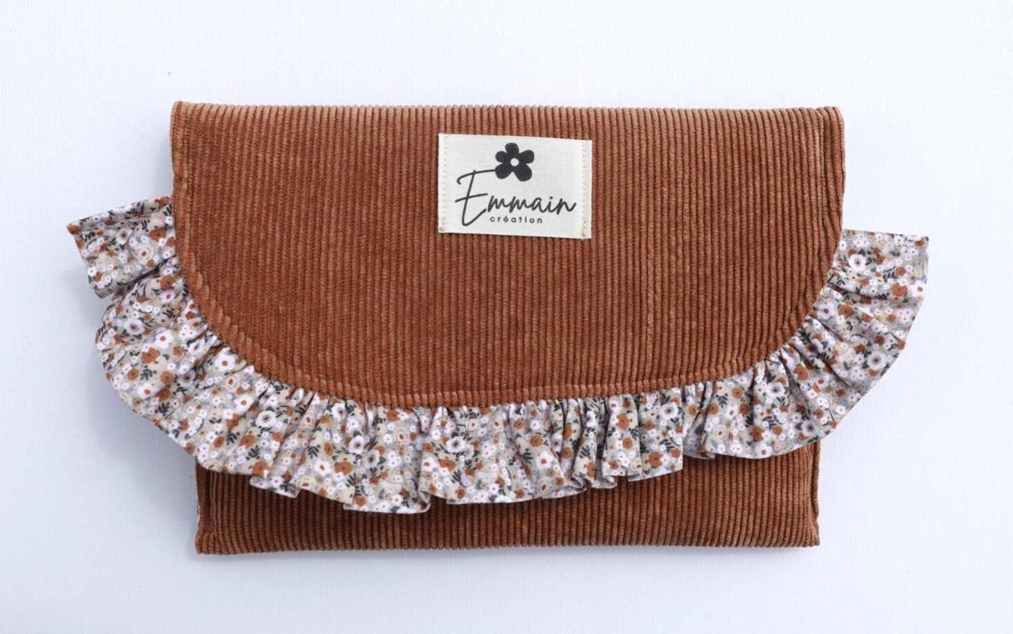 Pochette à froufrous en Velours Camel