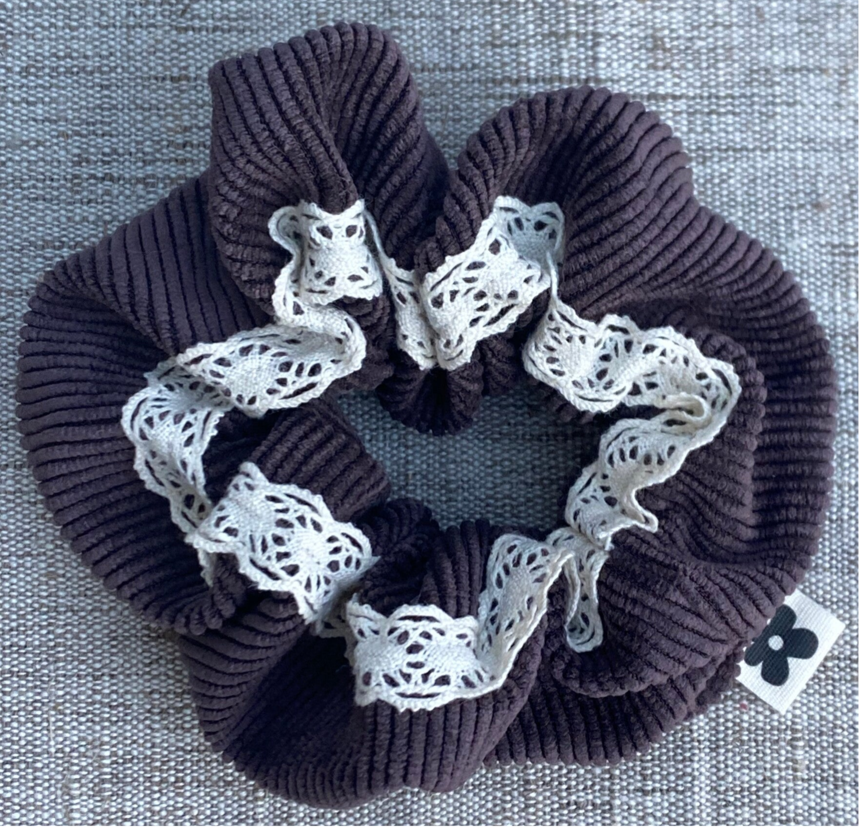 Chouchou Marron Dentelle