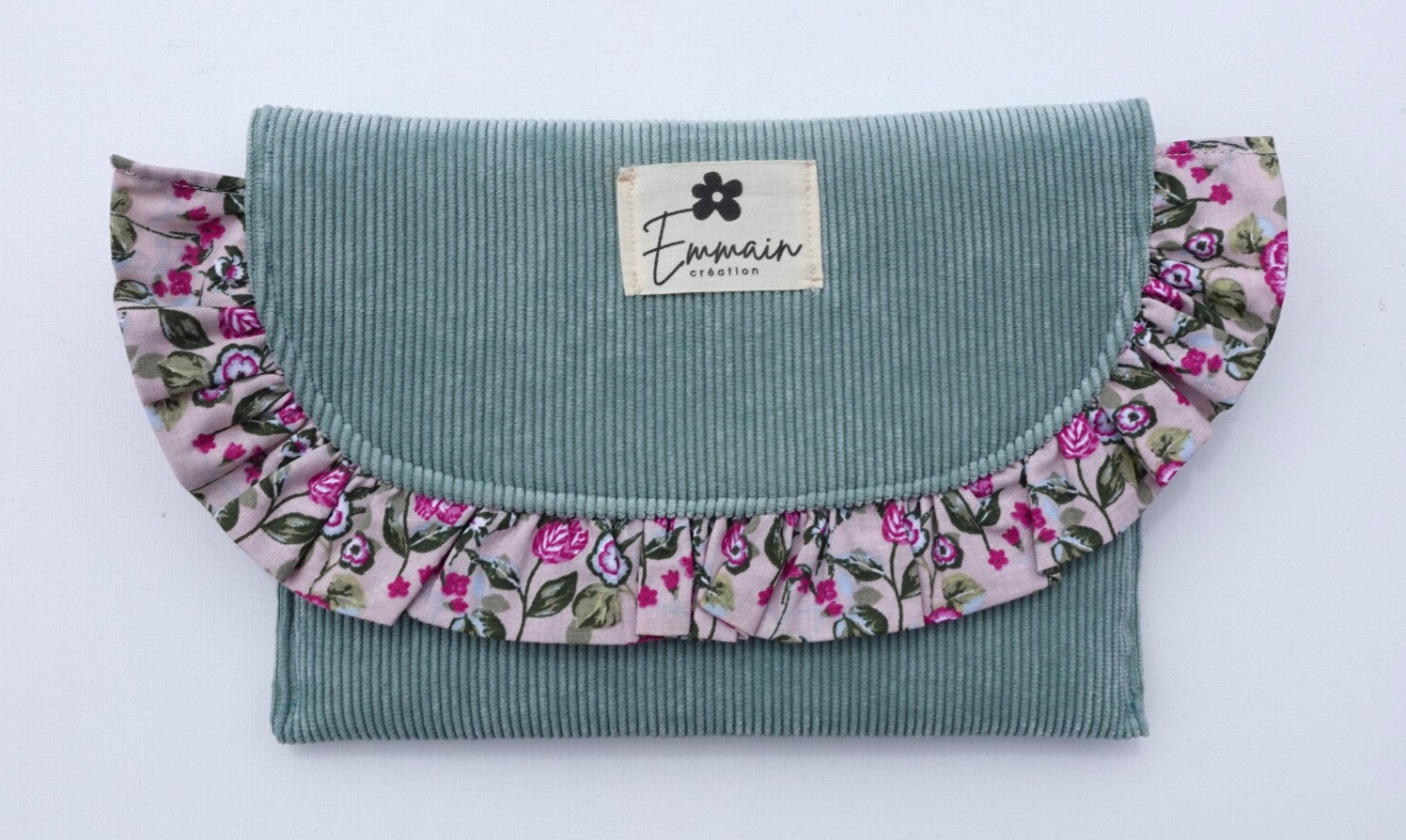 Pochette à froufrous en Velours Ciel