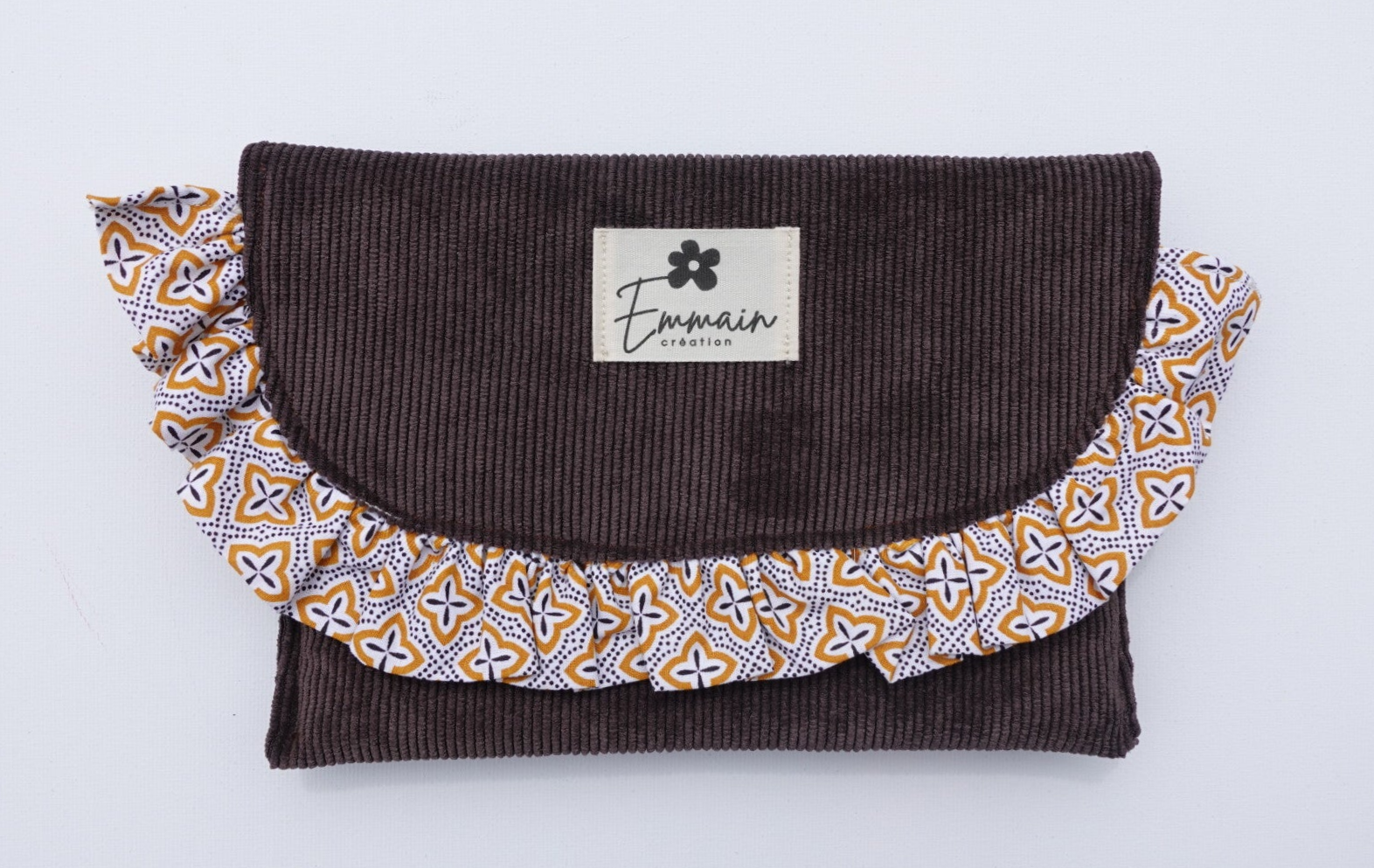 Pochette à froufrous en Velours Marron