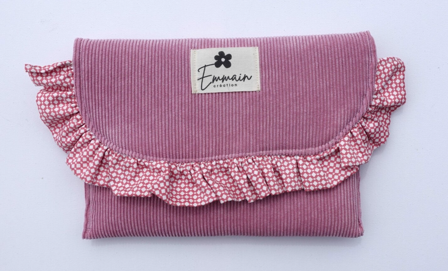 Pochette à froufrous en Velours Rose
