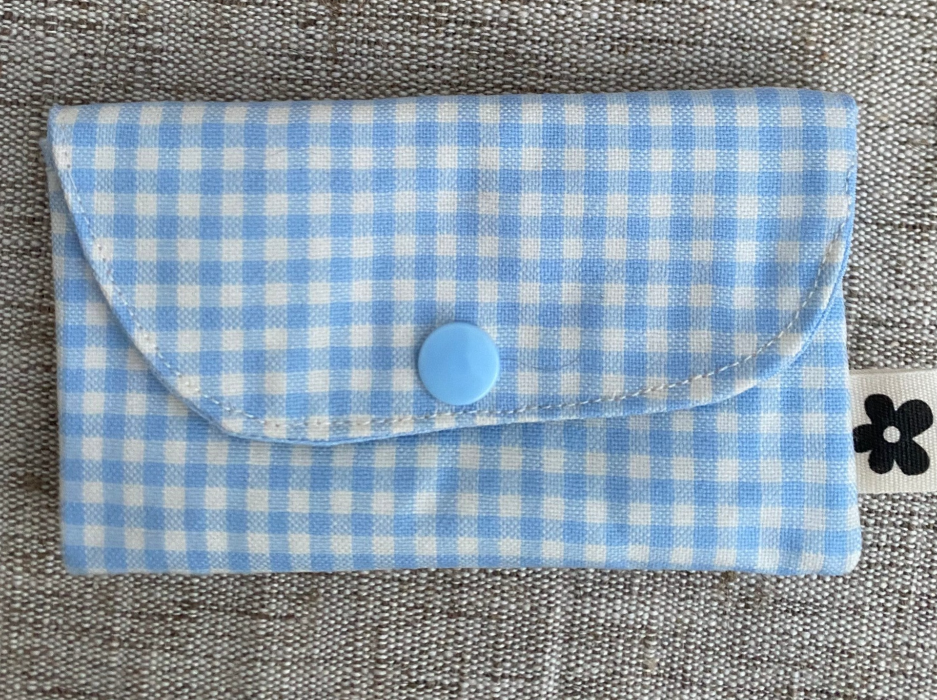 Porte-Cartes Motif Vichy Bleu Ciel