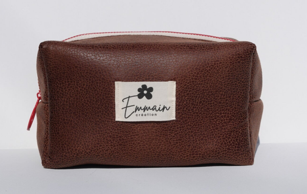 Trousse de Toilette en Cuir Marron
