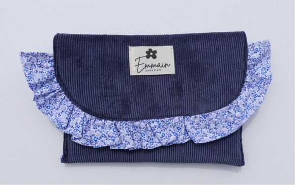 Pochette à froufrous en Velours Bleu