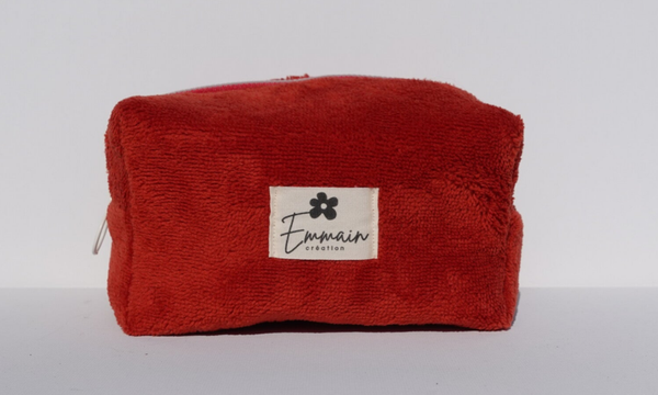 Trousse de Toilette en Éponge Rouge