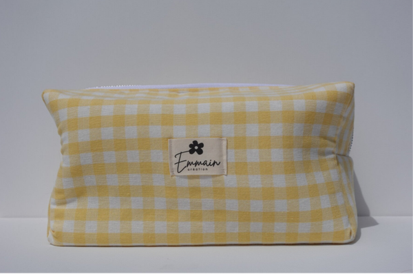 Trousse de Toilette XL en Vichy Jaune