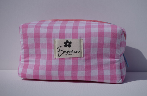 Trousse de Toilette en Vichy Rose