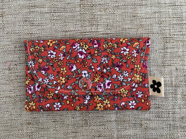 Porte-Cartes Motif Fleuri Orange