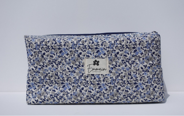Trousse de Toilette XL Fleuri Bleu