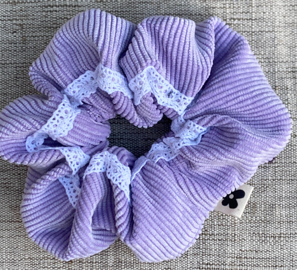 Chouchou Violet clair Dentelle Blanche