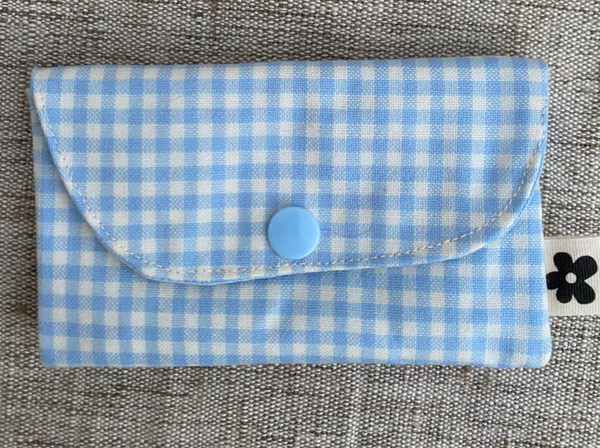 Porte-Cartes Motif Vichy Bleu Ciel