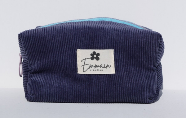 Trousse de Toilette en Velours Bleu foncé