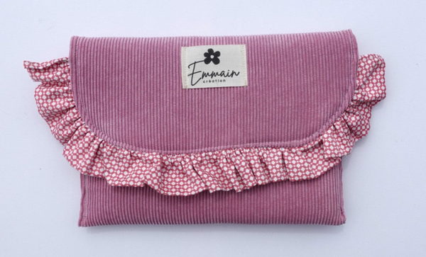 Pochette à froufrous en Velours Rose
