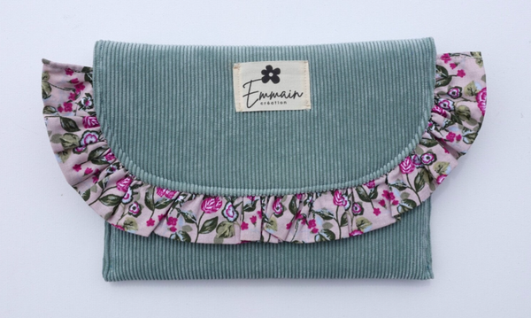 Pochette à froufrous en Velours Ciel
