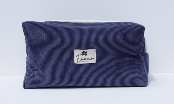 Trousse de Toilette XL en Velours Bleu