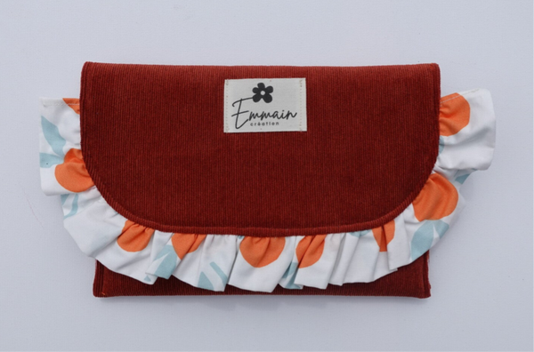 Pochette à froufrous en Velours Orange