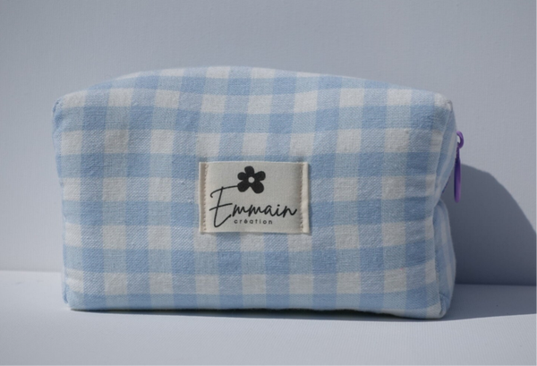 Trousse de Toilette en Vichy Bleu