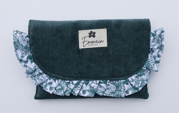 Pochette à froufrous en Velours Vert