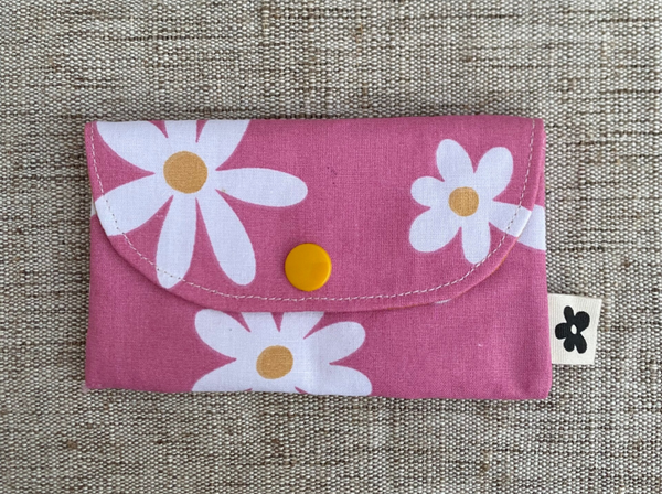 Porte-Cartes Motif Fleurs Rose