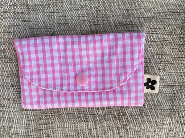 Porte-Cartes Motif Vichy Rose