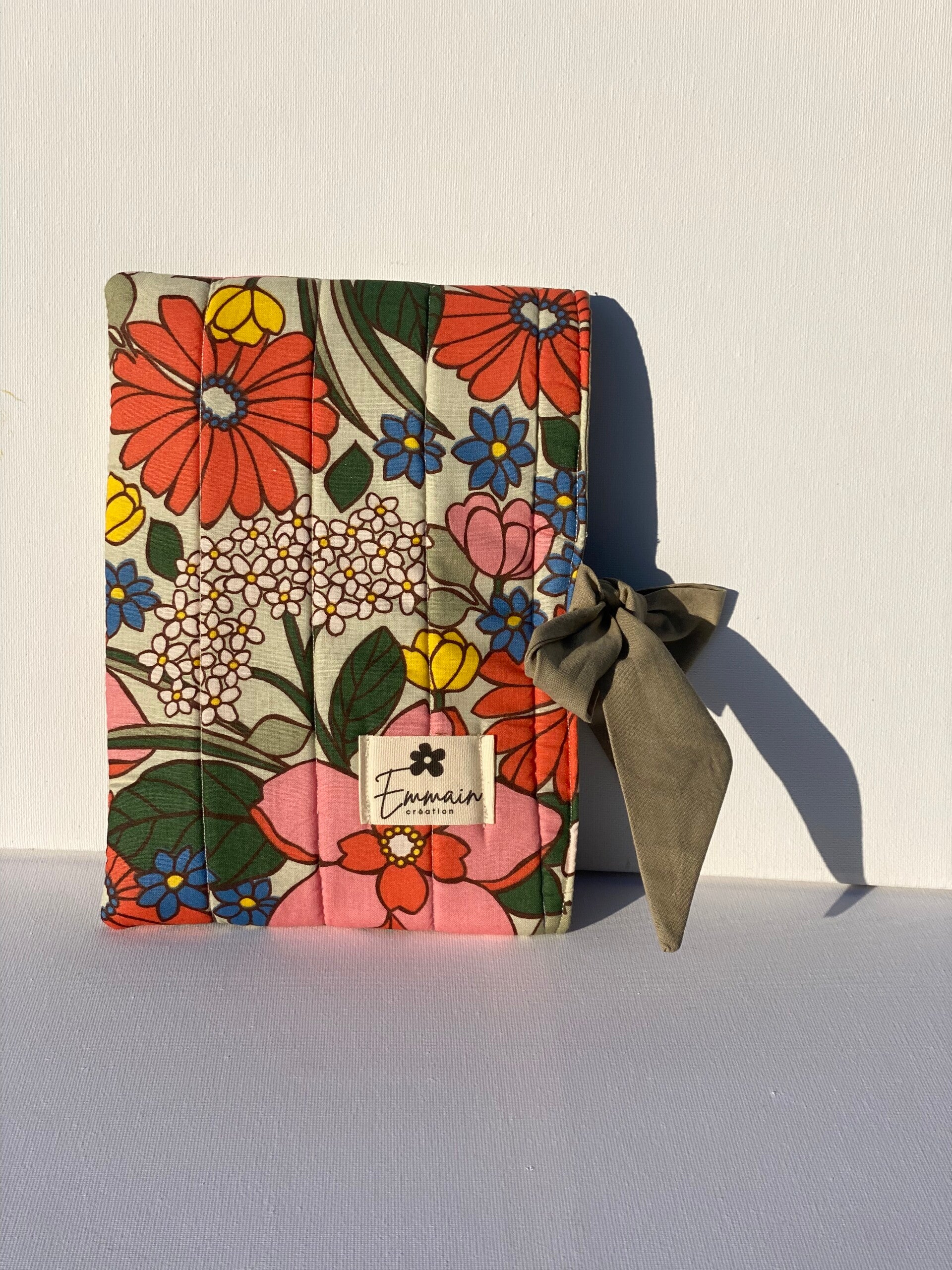 Housse de livre Fleurs Kaki