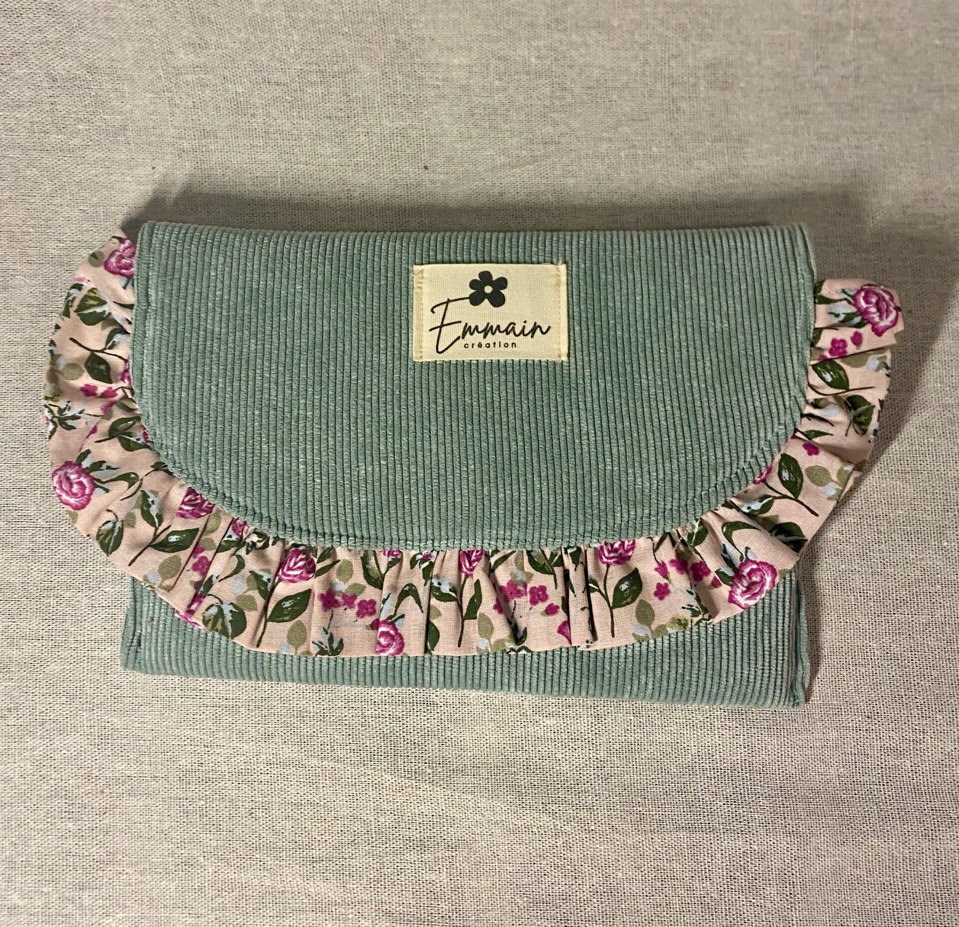 Pochette à froufrous en Velours Ciel