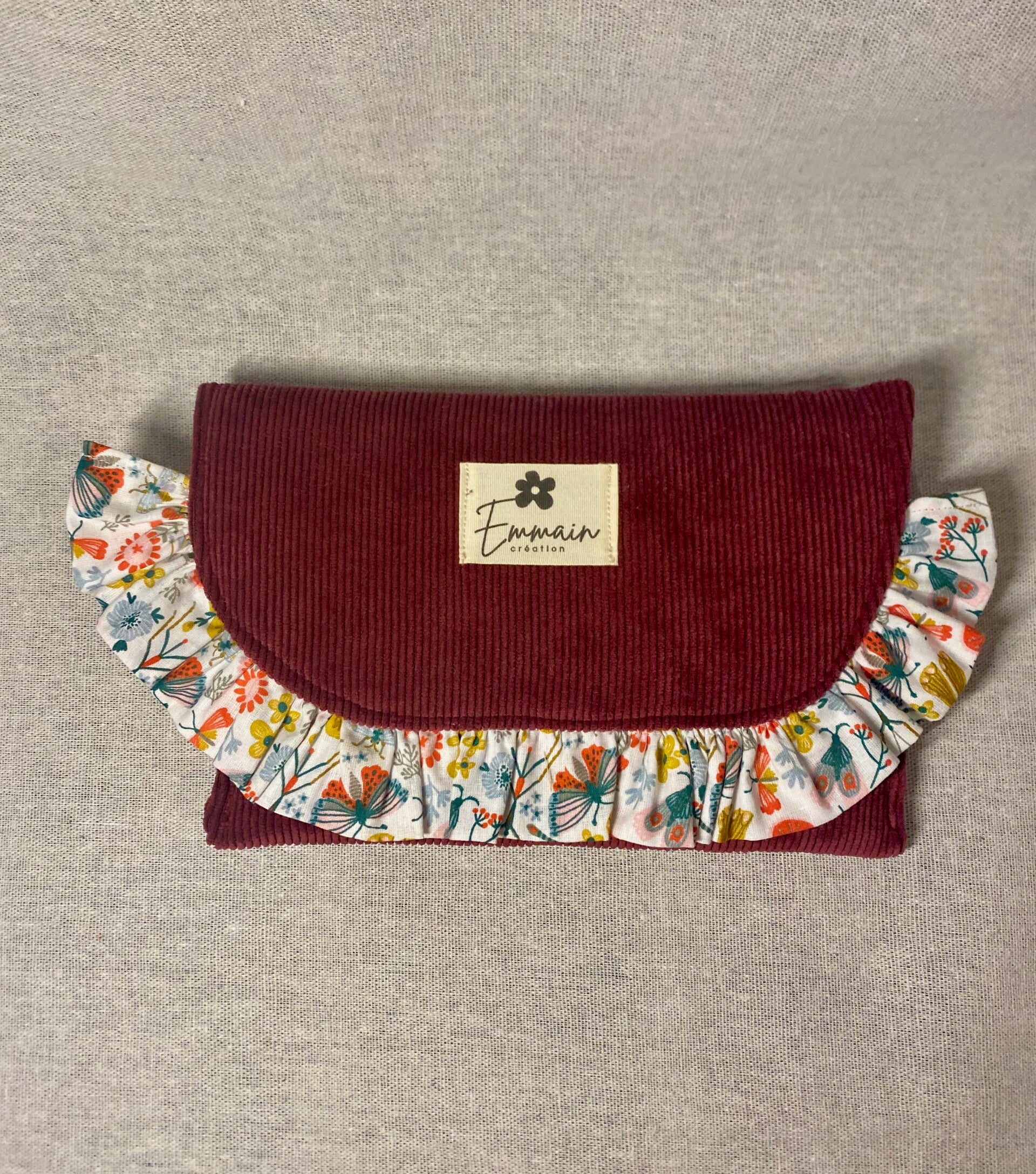 Pochette à froufrous en Velours Bordeaux