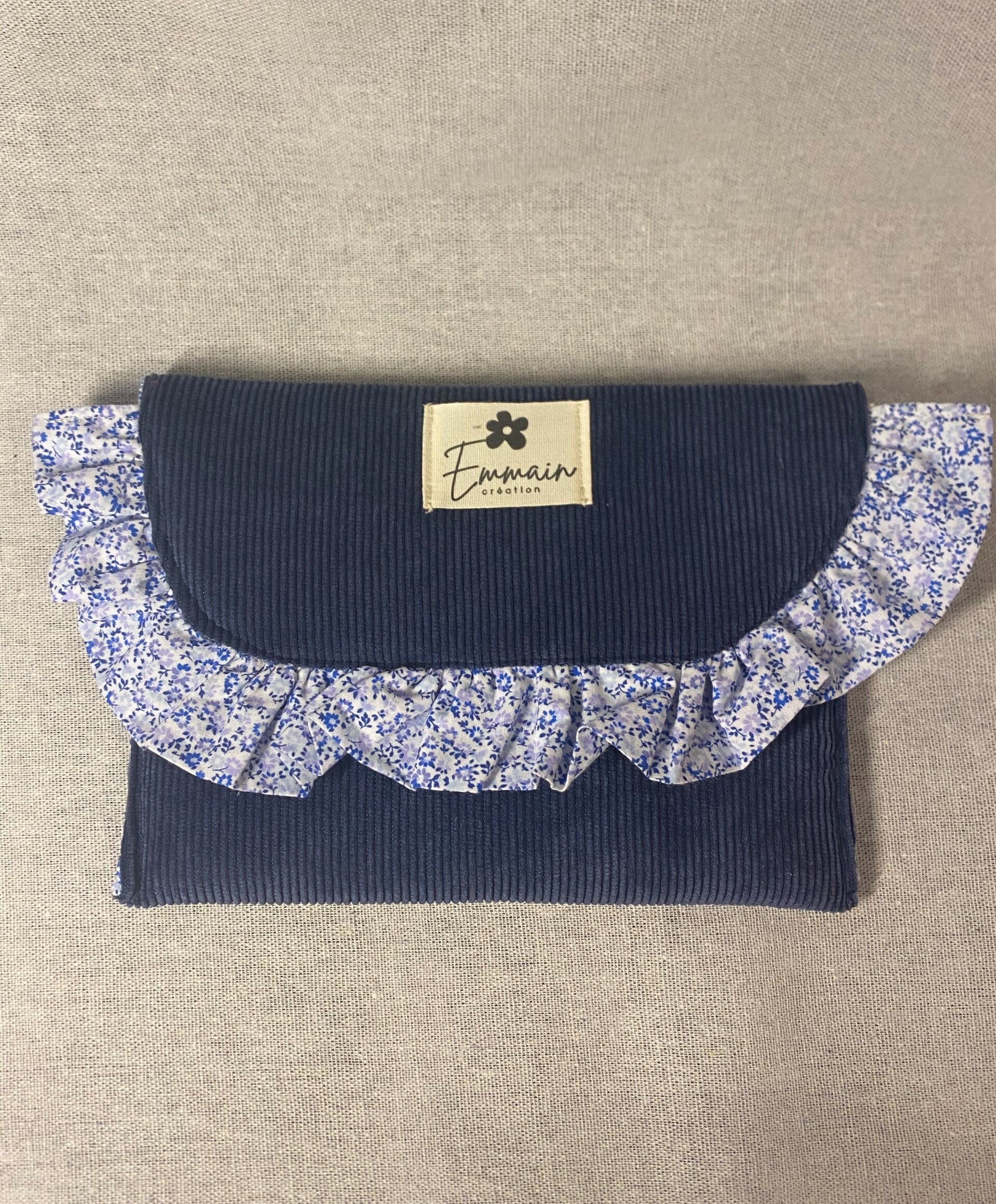 Pochette à froufrous en Velours Bleu