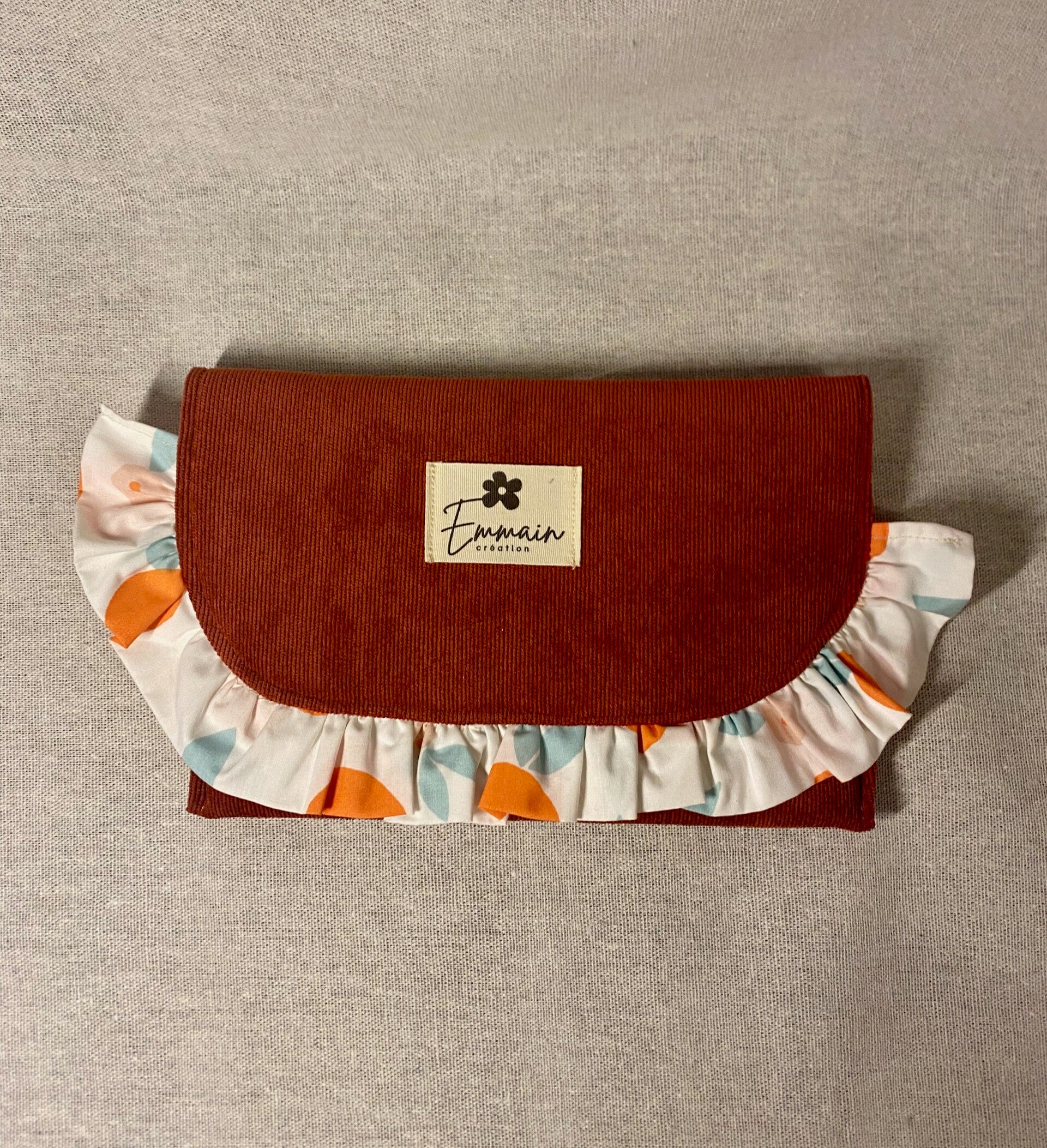 Pochette à froufrous en Velours Orange