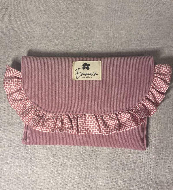 Pochette à froufrous en Velours Rose