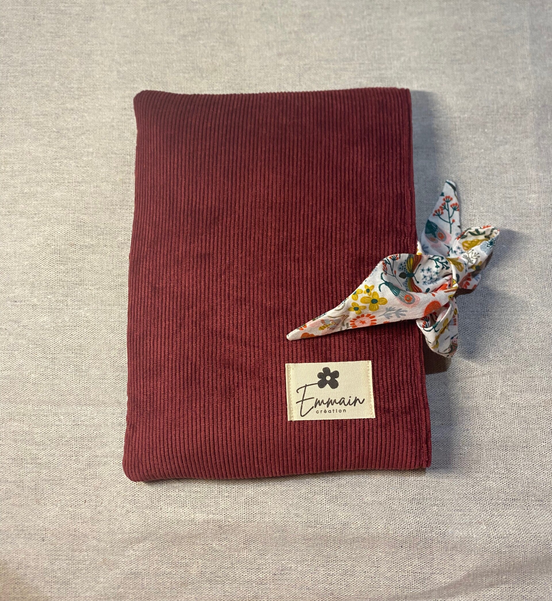 Housse de livre en Velours Bordeaux