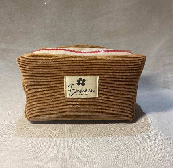 Trousse de Toilette en Velours Camel