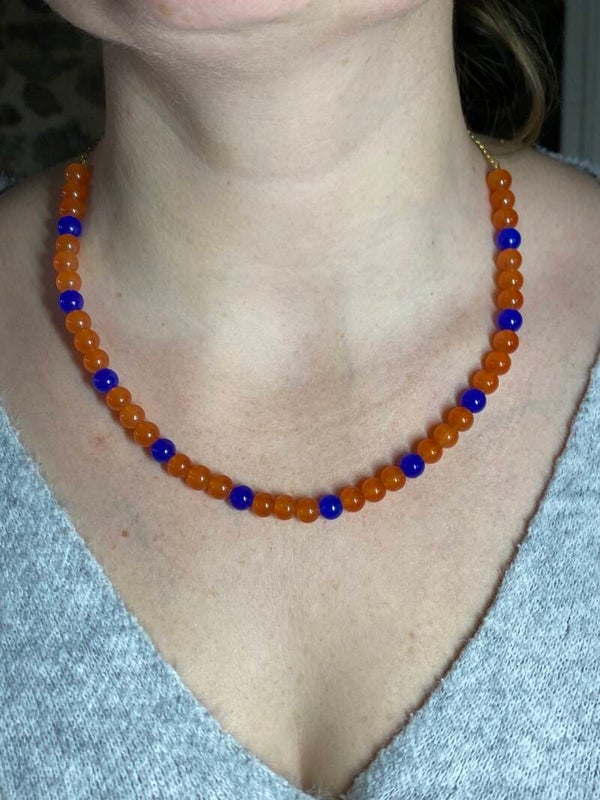 Collier Orange et Bleu