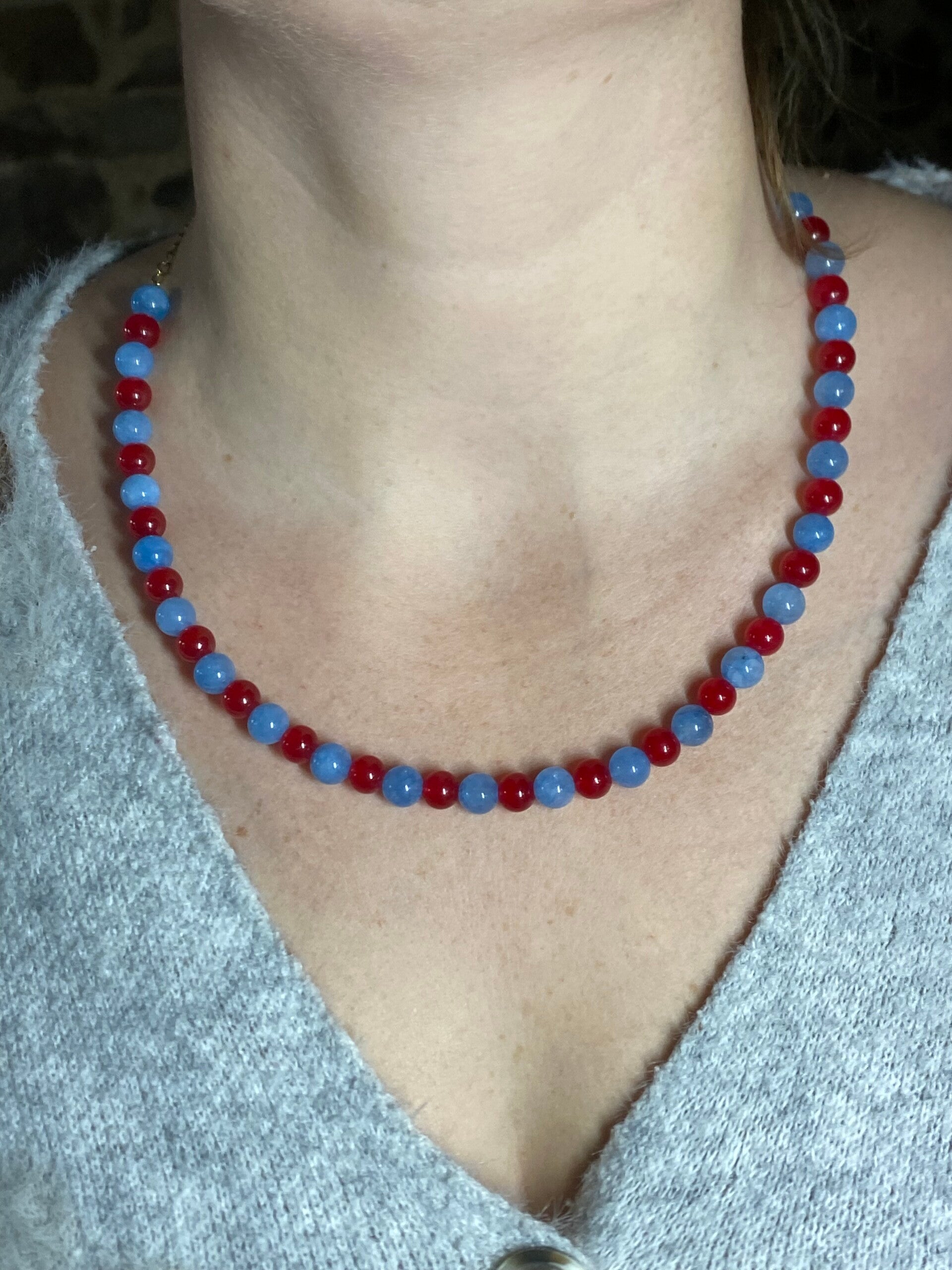 Collier Bleu et Rouge