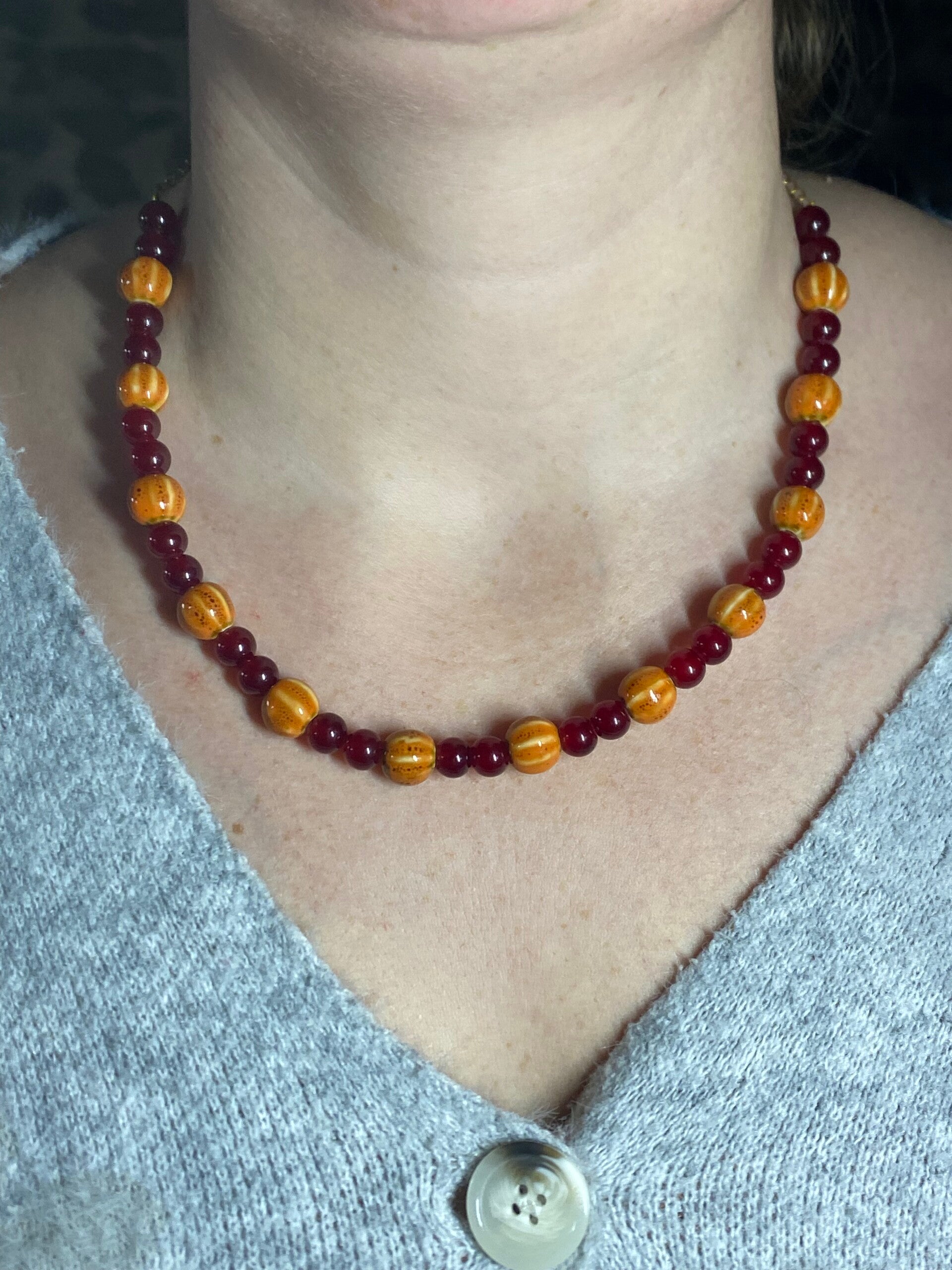 Collier Rouge et Orange