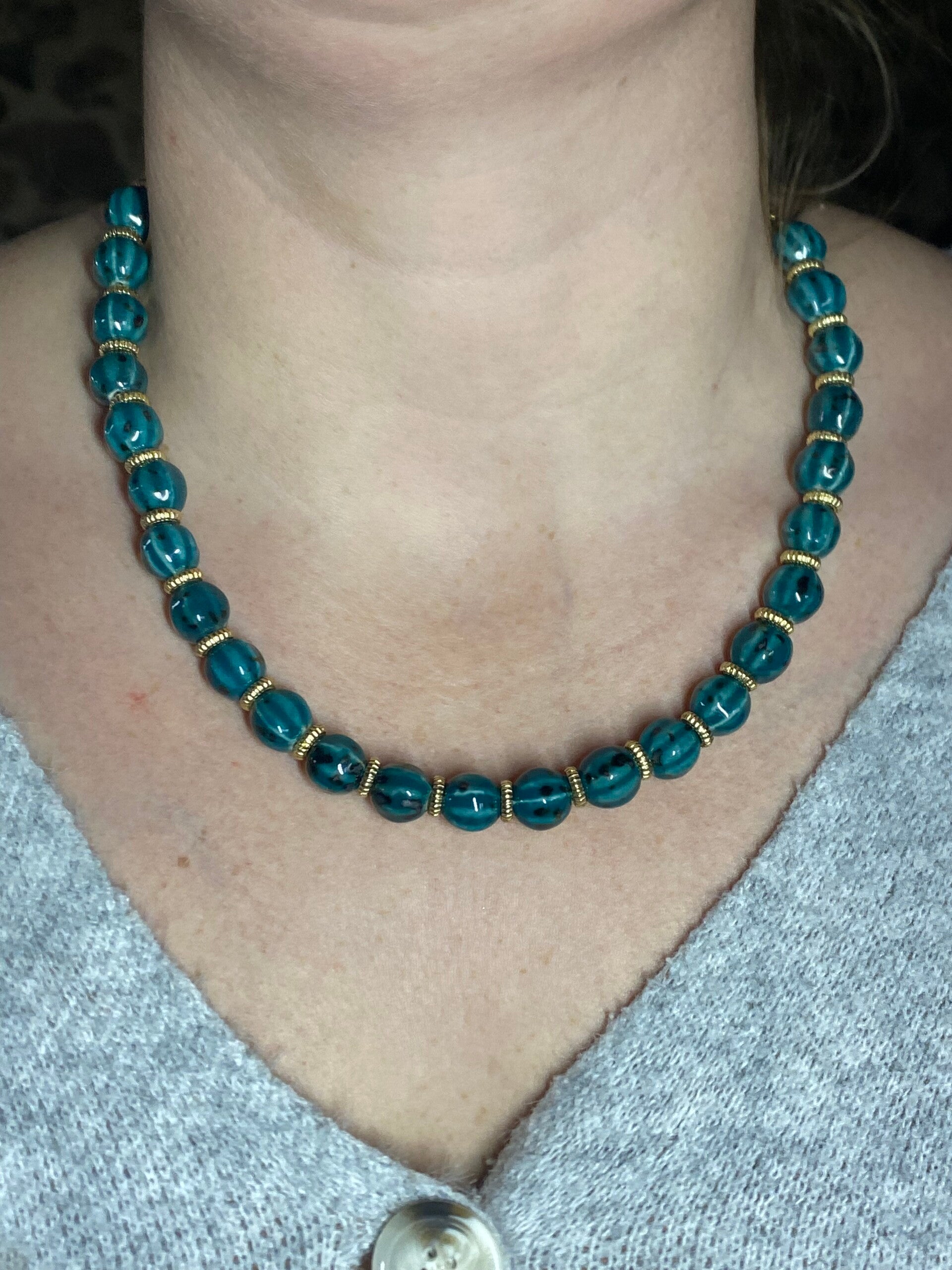 Collier Bleu doré