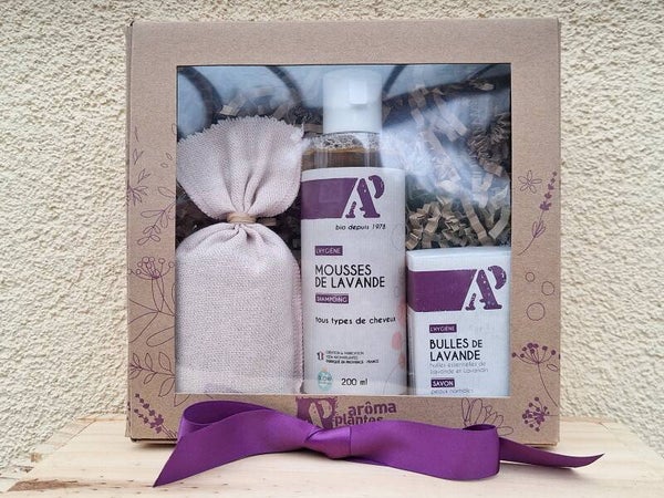 CADEAUBOX met LAVENDELSHAMPOO, LAVENDELZEEP en LAVENDELZAKJE