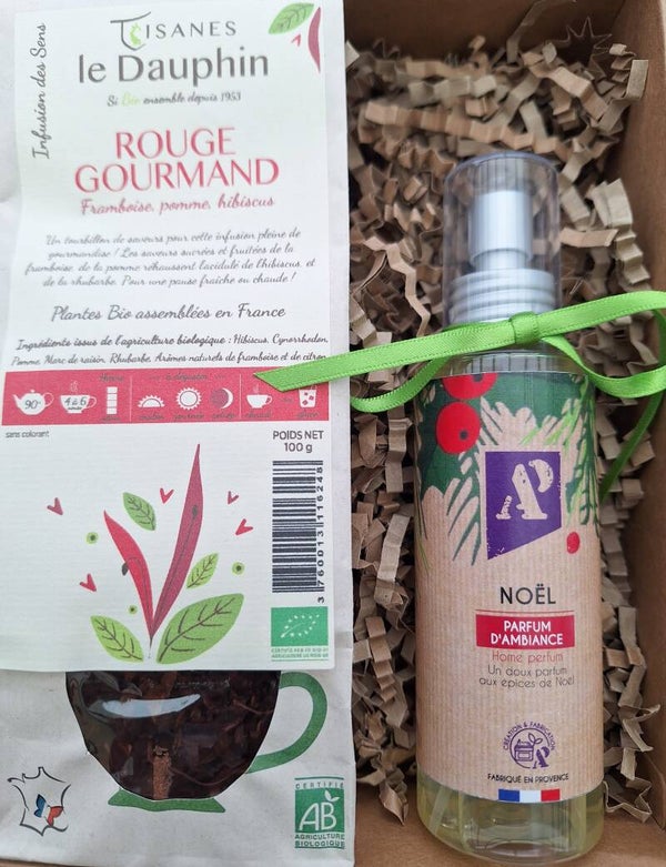 Kerstgeschenk met Thee Rouge Gourmand en huisparfum Kerst